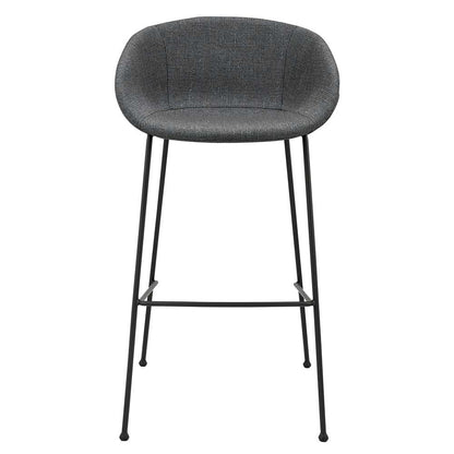 Euro Style - Zach Bar Stool In Gray-Blue Fabric and Matte Black Legs (Set of 2) - 30495GRYBLU veiw 1