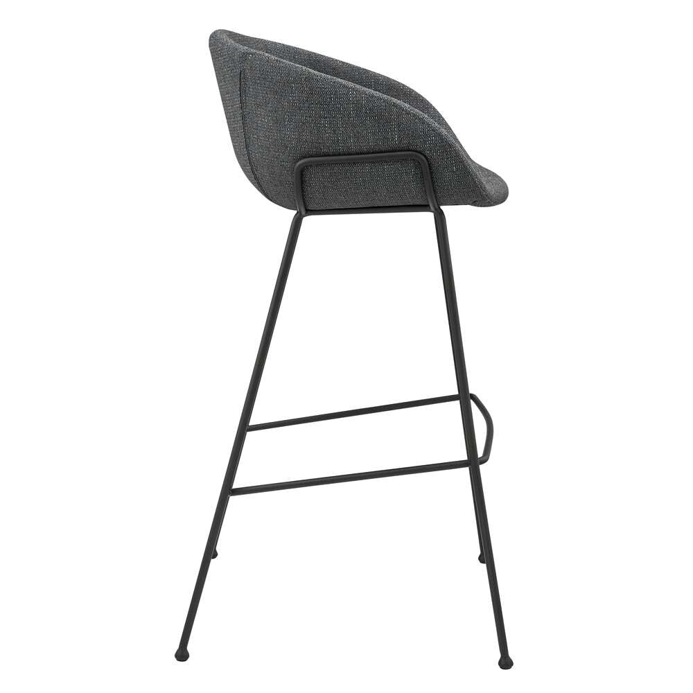 Euro Style - Zach Bar Stool In Gray-Blue Fabric and Matte Black Legs (Set of 2) - 30495GRYBLU veiw 3