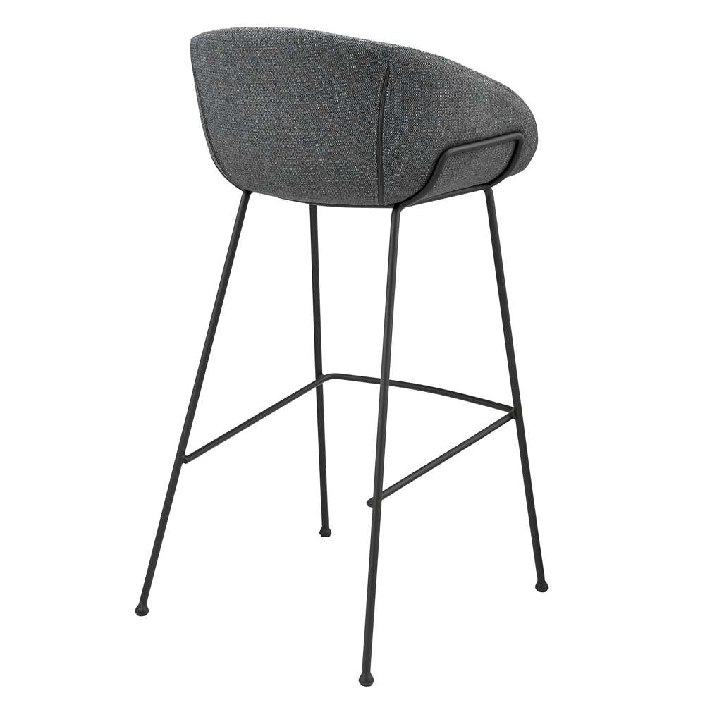 Euro Style - Zach Bar Stool In Gray-Blue Fabric and Matte Black Legs (Set of 2) - 30495GRYBLU veiw 4