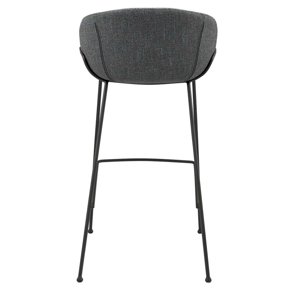 Euro Style - Zach Bar Stool In Gray-Blue Fabric and Matte Black Legs (Set of 2) - 30495GRYBLU veiw 5