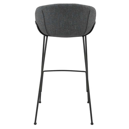 Euro Style - Zach Bar Stool In Gray-Blue Fabric and Matte Black Legs (Set of 2) - 30495GRYBLU veiw 5