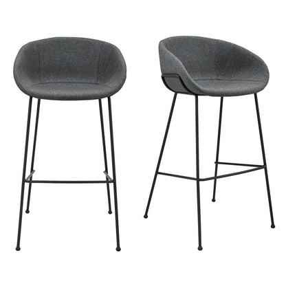 Euro Style - Zach Bar Stool In Gray-Blue Fabric and Matte Black Legs (Set of 2) - 30495GRYBLU veiw 8