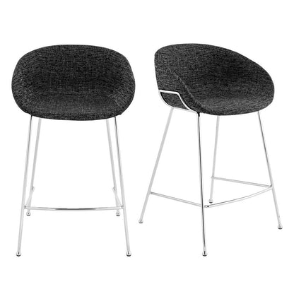 Euro Style - Zach Counter Stool, Black/Chrome - Set of 2 - 30457BLK veiw 1