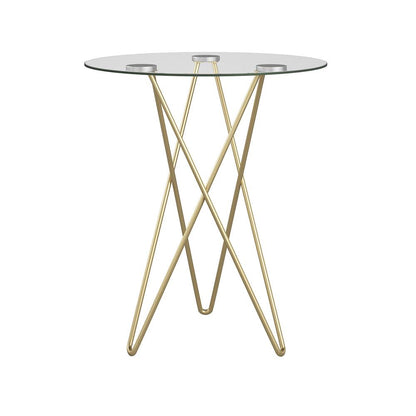 Euro Style - Zoey 20in Round Side Table, Clear Tempered Glass/Matte Brushed Gold Base - 21249 veiw 1