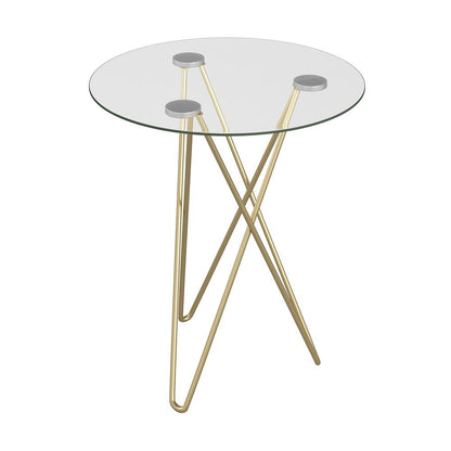Euro Style - Zoey 20in Round Side Table, Clear Tempered Glass/Matte Brushed Gold Base - 21249 veiw 2
