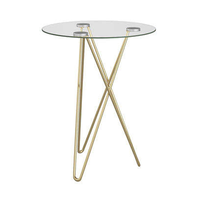 Euro Style - Zoey 20in Round Side Table, Clear Tempered Glass/Matte Brushed Gold Base - 21249 veiw 4