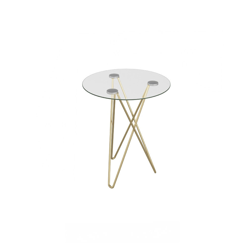 Euro Style - Zoey 20in Round Side Table, Clear Tempered Glass/Matte Brushed Gold Base - 21249 veiw 8