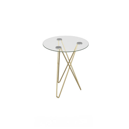 Euro Style - Zoey 20in Round Side Table, Clear Tempered Glass/Matte Brushed Gold Base - 21249 veiw 8