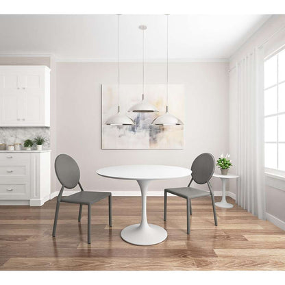 Euro Style - Astrid 40in Round Dining Table in Matte White Top with High Gloss White Tulip Base - 90264WHT-KIT veiw 4