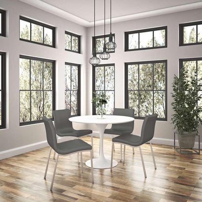 Euro Style - Astrid 40in Round Dining Table in Matte White Top with High Gloss White Tulip Base - 90264WHT-KIT veiw 5