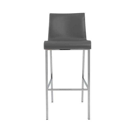 Euro Style - Cam-B Bar Stool In Gray With Polished Stainless Steel Legs (Set of 2) - 15201GRY veiw 1
