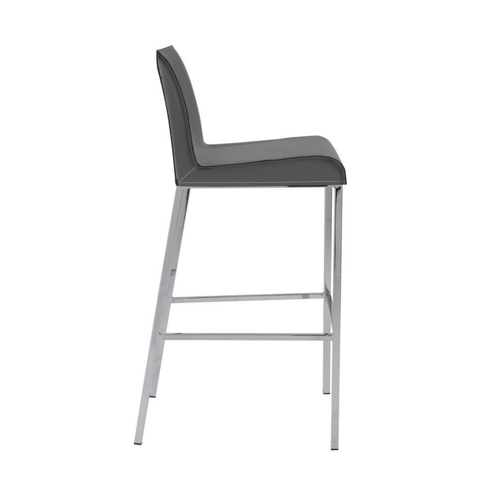 Euro Style - Cam-B Bar Stool In Gray With Polished Stainless Steel Legs (Set of 2) - 15201GRY veiw 3