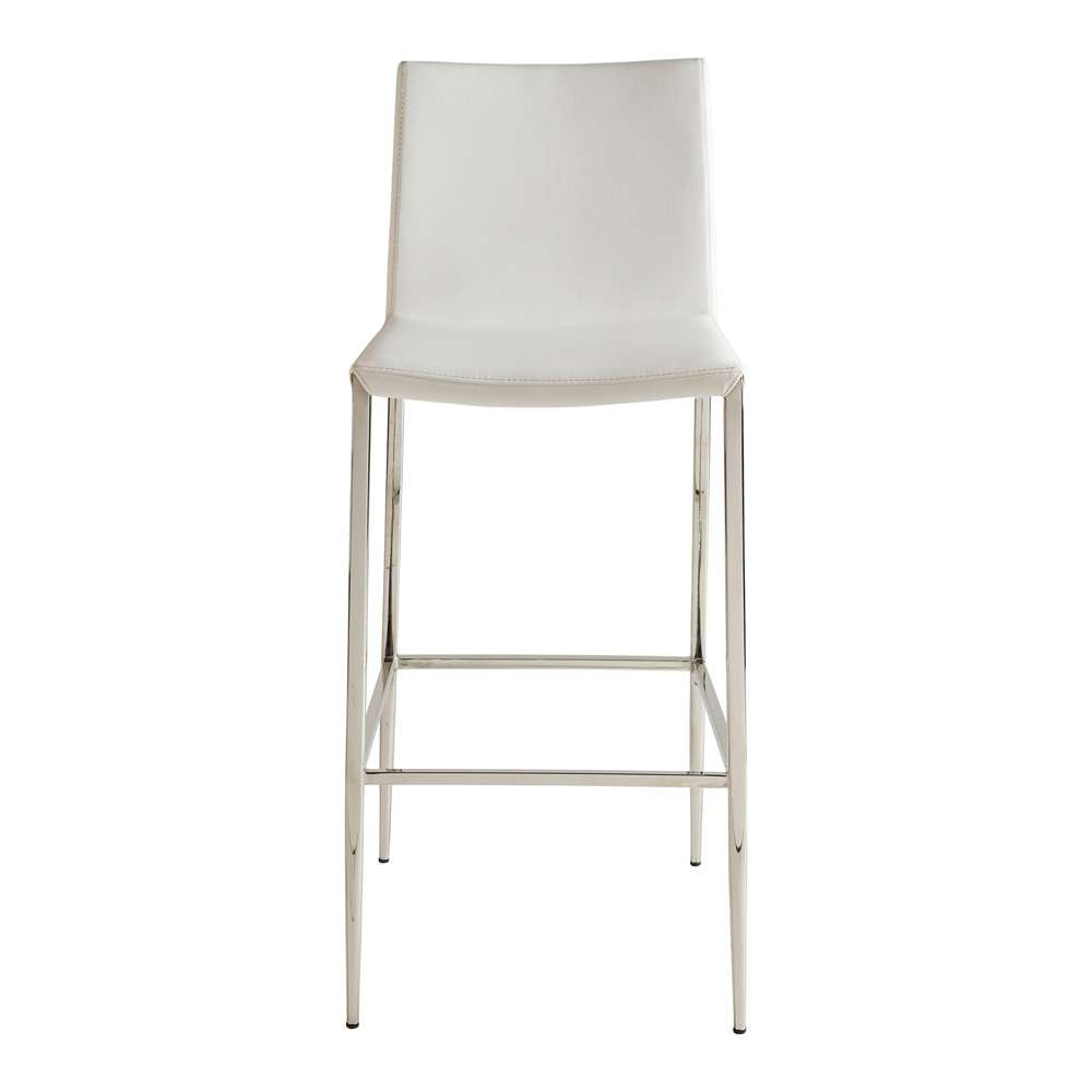 Euro Style - Diana-B Bar Stool in White with Polished Stainless Steel - 02349-WHT veiw 1