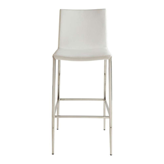 Euro Style - Diana-B Bar Stool in White with Polished Stainless Steel - 02349-WHT veiw 1