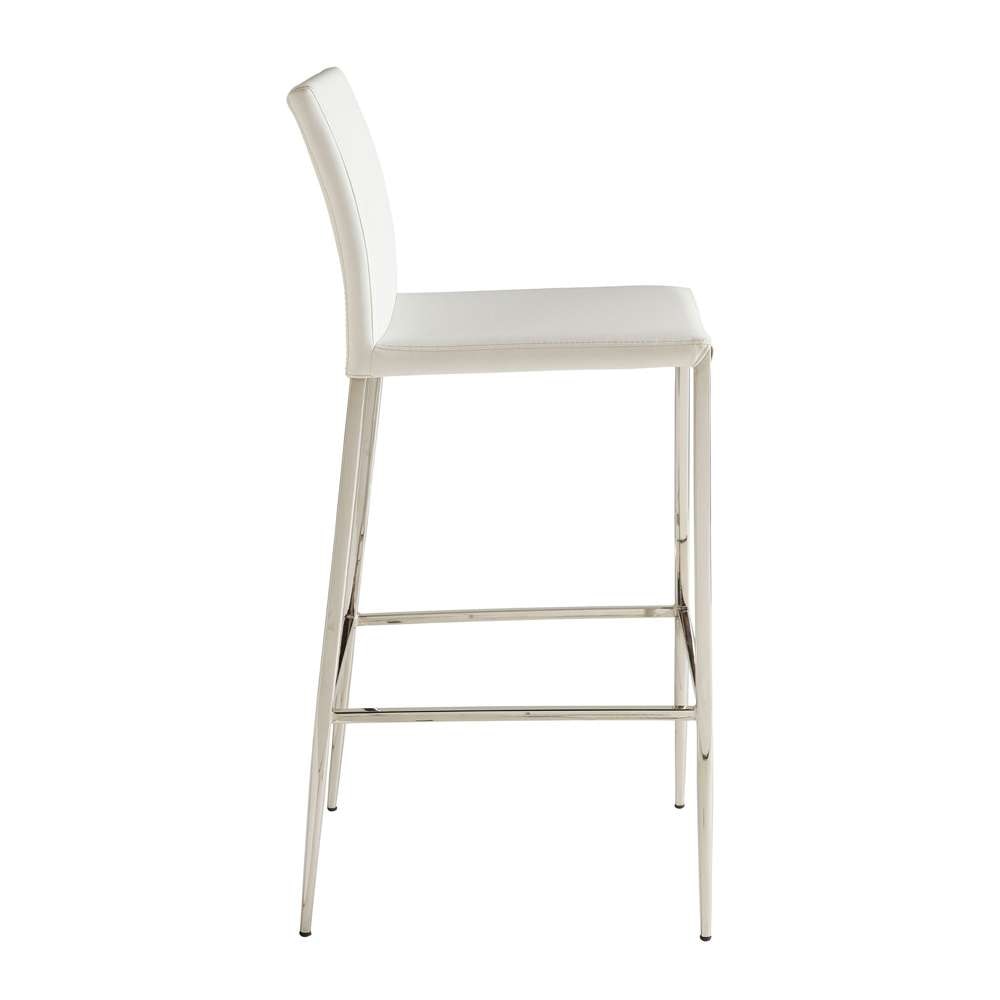 Euro Style - Diana-B Bar Stool in White with Polished Stainless Steel - 02349-WHT veiw 3