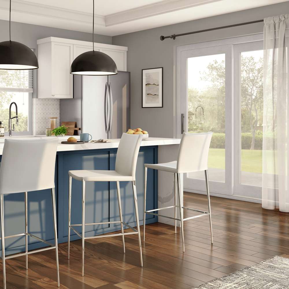 Euro Style - Diana-B Bar Stool in White with Polished Stainless Steel - 02349-WHT veiw 7
