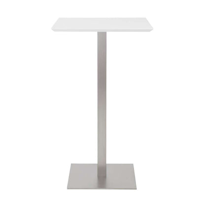 Euro Style - Elodie-B 24in Bar Table in Matte White with Brushed Stainless Steel Column and Base - 38780MTWHT-KIT veiw 1