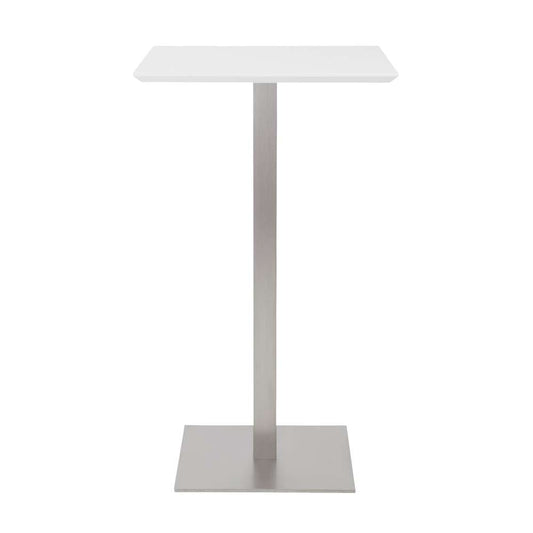 Euro Style - Elodie-B 24in Bar Table in Matte White with Brushed Stainless Steel Column and Base - 38780MTWHT-KIT veiw 1