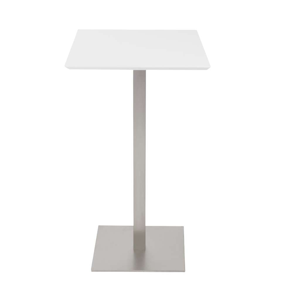 Euro Style - Elodie-B 24in Bar Table in Matte White with Brushed Stainless Steel Column and Base - 38780MTWHT-KIT veiw 2