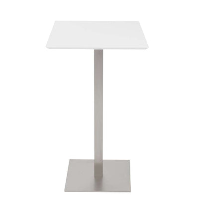 Euro Style - Elodie-B 24in Bar Table in Matte White with Brushed Stainless Steel Column and Base - 38780MTWHT-KIT veiw 2