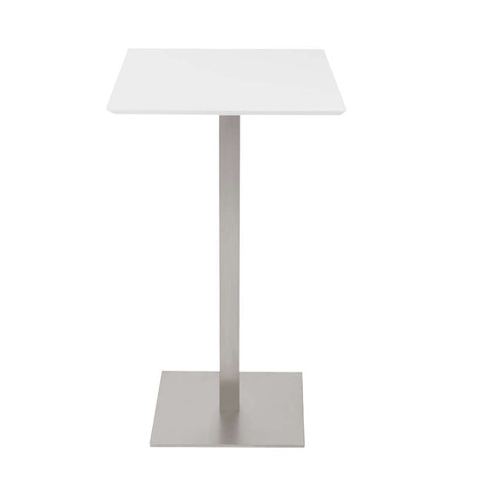 Euro Style - Elodie-B 24in Bar Table in Matte White with Brushed Stainless Steel Column and Base - 38780MTWHT-KIT veiw 2