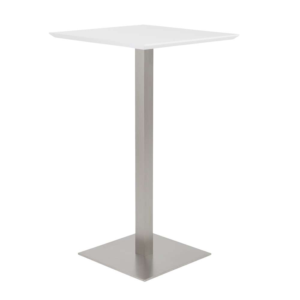 Euro Style - Elodie-B 24in Bar Table in Matte White with Brushed Stainless Steel Column and Base - 38780MTWHT-KIT veiw 3