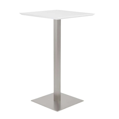 Euro Style - Elodie-B 24in Bar Table in Matte White with Brushed Stainless Steel Column and Base - 38780MTWHT-KIT veiw 3