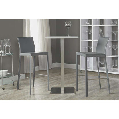 Euro Style - Elodie-B 24in Bar Table in Matte White with Brushed Stainless Steel Column and Base - 38780MTWHT-KIT veiw 6