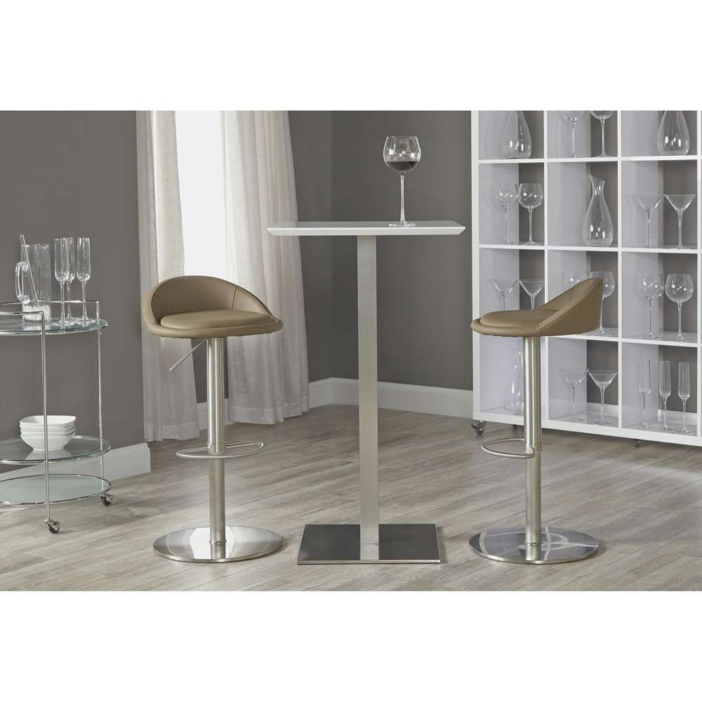 Euro Style - Elodie-B 24in Bar Table in Matte White with Brushed Stainless Steel Column and Base - 38780MTWHT-KIT veiw 7