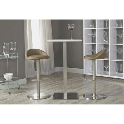 Euro Style - Elodie-B 24in Bar Table in Matte White with Brushed Stainless Steel Column and Base - 38780MTWHT-KIT veiw 7