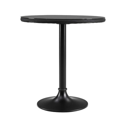 Euro Style - Erlend 30in Bistro Table Tempered Glass Top Over Black Textylene Mesh with Black Column and Base - 90402BLK-KIT veiw 1
