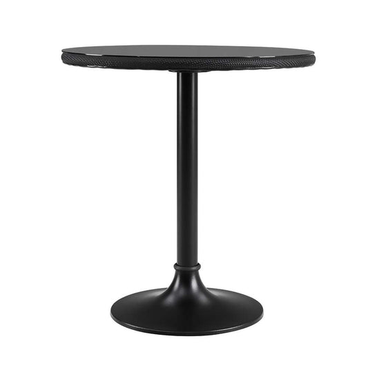 Euro Style - Erlend 30in Bistro Table Tempered Glass Top Over Black Textylene Mesh with Black Column and Base - 90402BLK-KIT veiw 1
