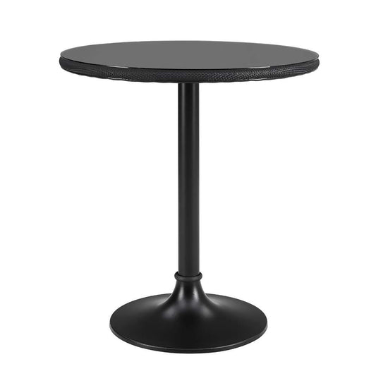 Euro Style - Erlend 30in Bistro Table Tempered Glass Top Over Black Textylene Mesh with Black Column and Base - 90402BLK-KIT veiw 2