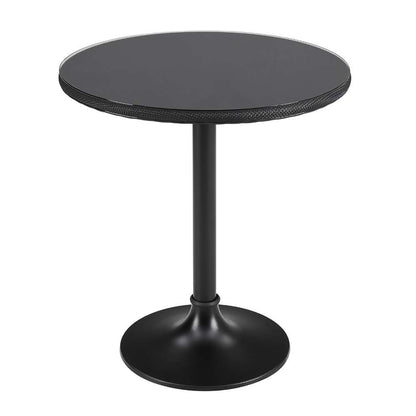 Euro Style - Erlend 30in Bistro Table Tempered Glass Top Over Black Textylene Mesh with Black Column and Base - 90402BLK-KIT veiw 3