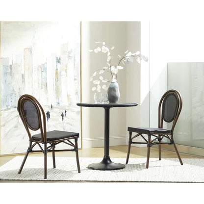 Euro Style - Erlend 30in Bistro Table Tempered Glass Top Over Black Textylene Mesh with Black Column and Base - 90402BLK-KIT veiw 7