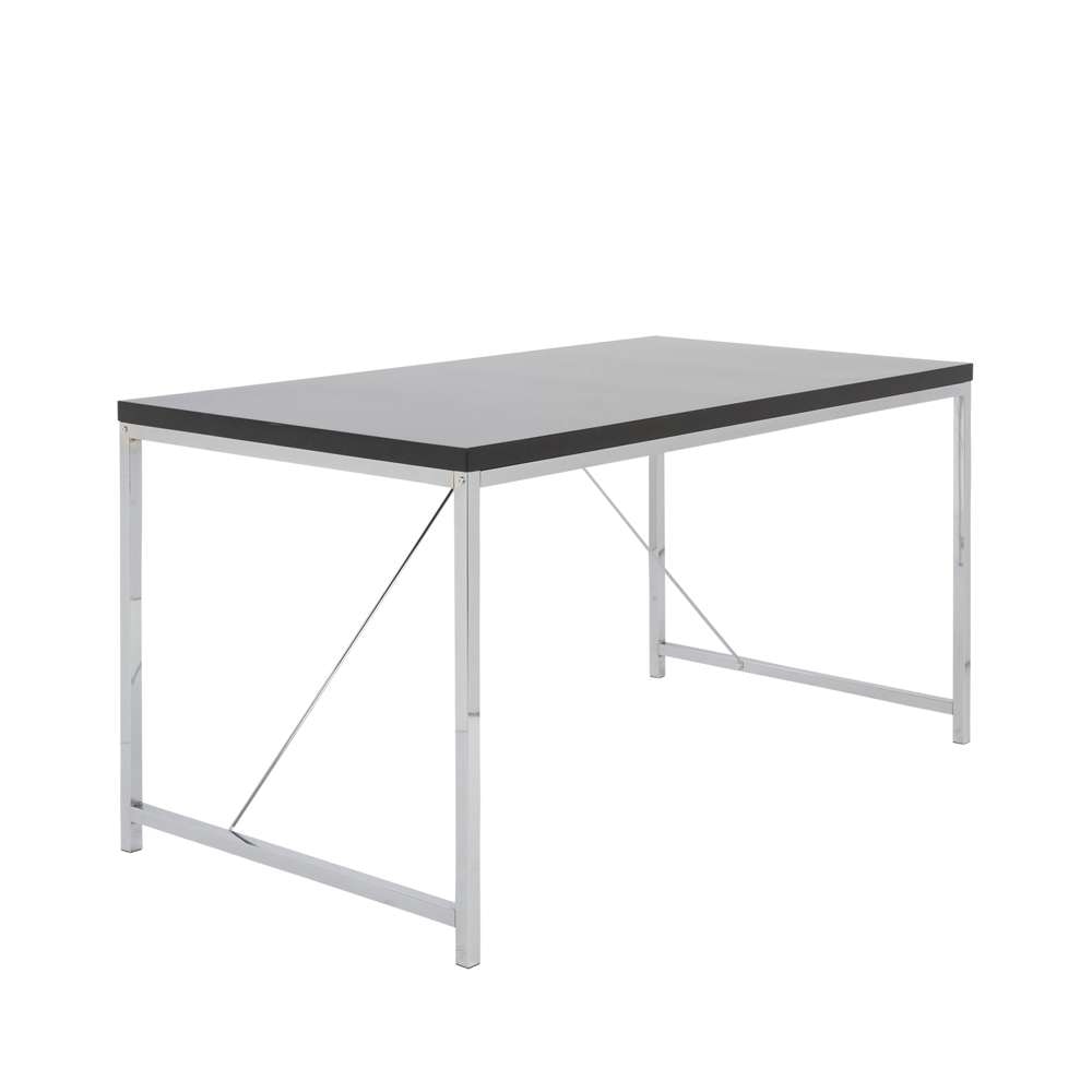 Euro Style - Gilbert Desk in Black with Chrome Steel Frame - 23523BLK veiw 2