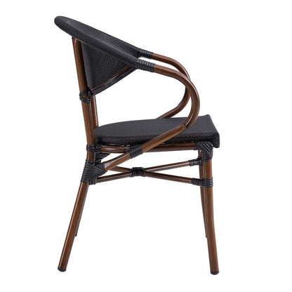 Euro Style - Jannie Stacking Armchair in Black Textylene Mesh with Brown Frame (Set of 2) - 90392BLK veiw 3