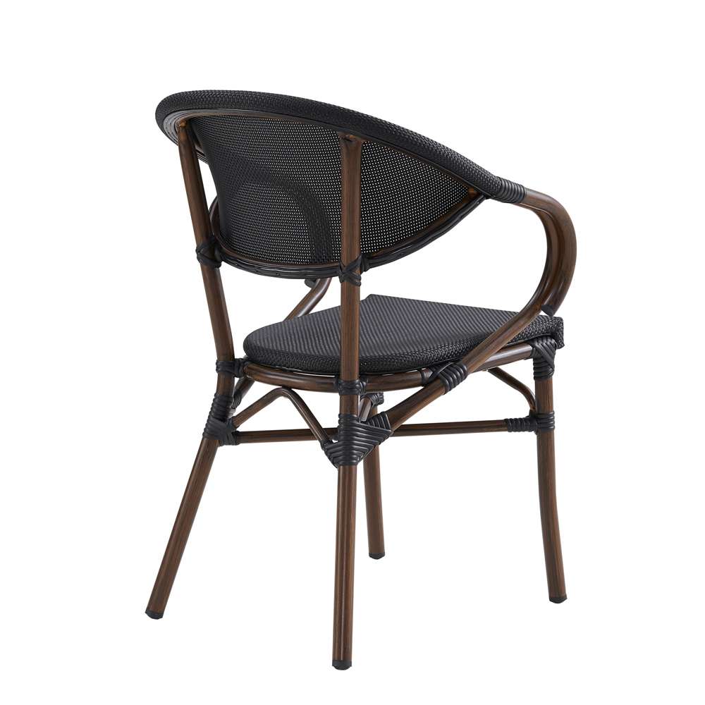 Euro Style - Jannie Stacking Armchair in Black Textylene Mesh with Brown Frame (Set of 2) - 90392BLK veiw 4