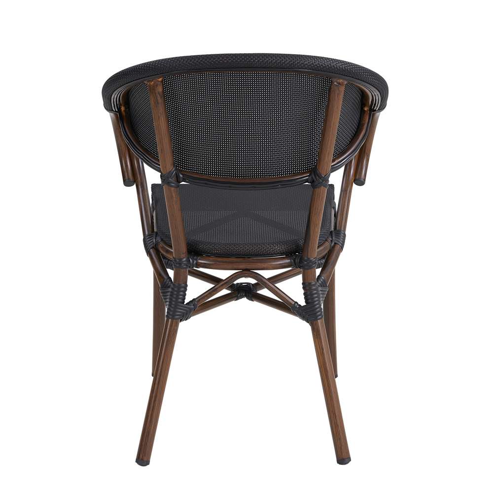 Euro Style - Jannie Stacking Armchair in Black Textylene Mesh with Brown Frame (Set of 2) - 90392BLK veiw 5