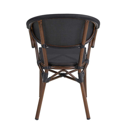 Euro Style - Jannie Stacking Armchair in Black Textylene Mesh with Brown Frame (Set of 2) - 90392BLK veiw 5