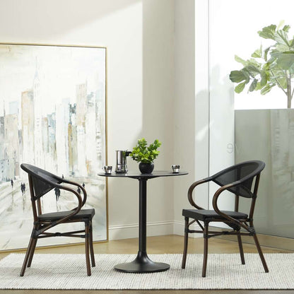 Euro Style - Jannie Stacking Armchair in Black Textylene Mesh with Brown Frame (Set of 2) - 90392BLK veiw 8