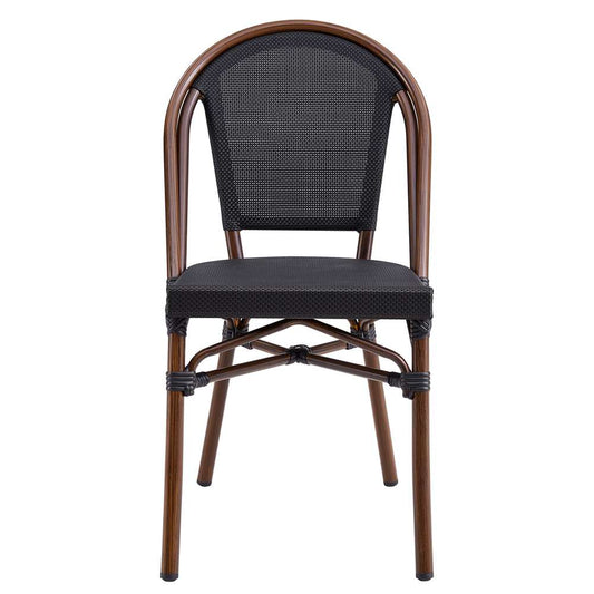Euro Style - Jannie Stacking Side Chair in Black Textylene Mesh with Brown Frame (Set of 2) - 90394-BLK veiw 1