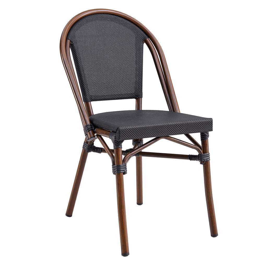 Euro Style - Jannie Stacking Side Chair in Black Textylene Mesh with Brown Frame (Set of 2) - 90394-BLK veiw 2