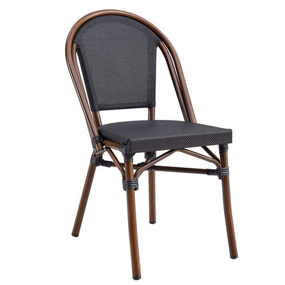 Euro Style - Jannie Stacking Side Chair in Black Textylene Mesh with Brown Frame (Set of 2) - 90394-BLK veiw 2