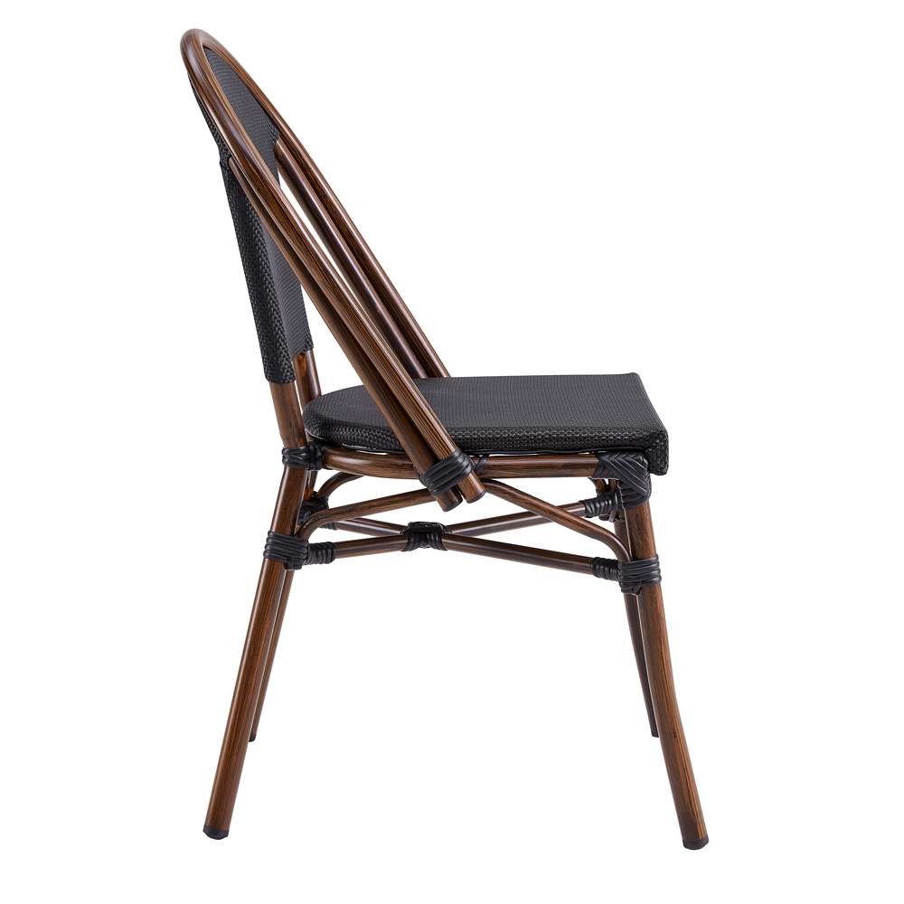 Euro Style - Jannie Stacking Side Chair in Black Textylene Mesh with Brown Frame (Set of 2) - 90394-BLK veiw 3