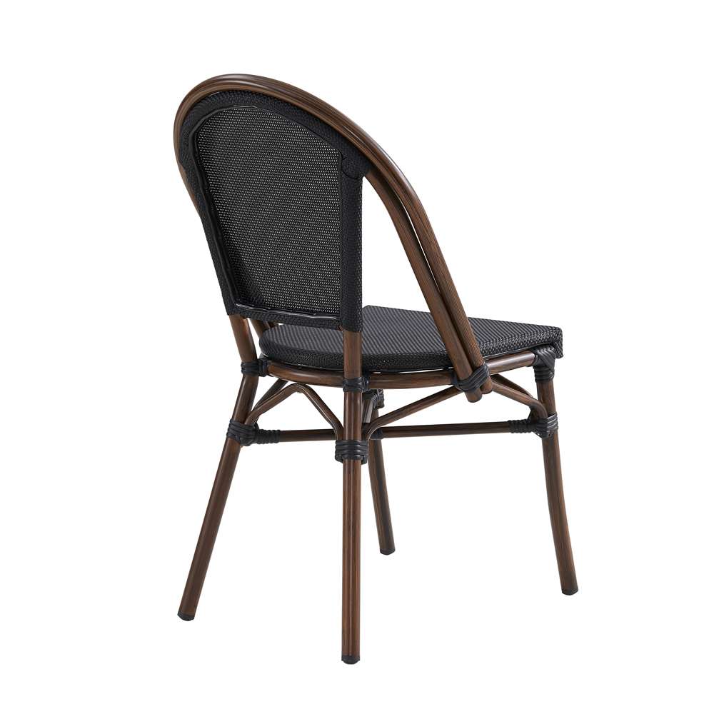 Euro Style - Jannie Stacking Side Chair in Black Textylene Mesh with Brown Frame (Set of 2) - 90394-BLK veiw 4