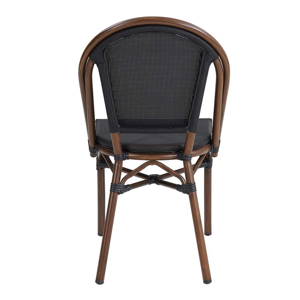Euro Style - Jannie Stacking Side Chair in Black Textylene Mesh with Brown Frame (Set of 2) - 90394-BLK veiw 5