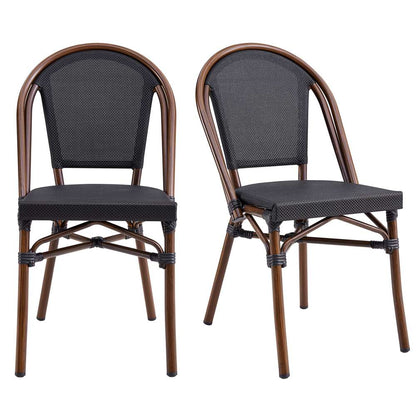 Euro Style - Jannie Stacking Side Chair in Black Textylene Mesh with Brown Frame (Set of 2) - 90394-BLK veiw 6