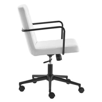 Euro Style - Leander Low Back Office Chair in White with Matte Black Armrests/Base - 10682-WHT veiw 3