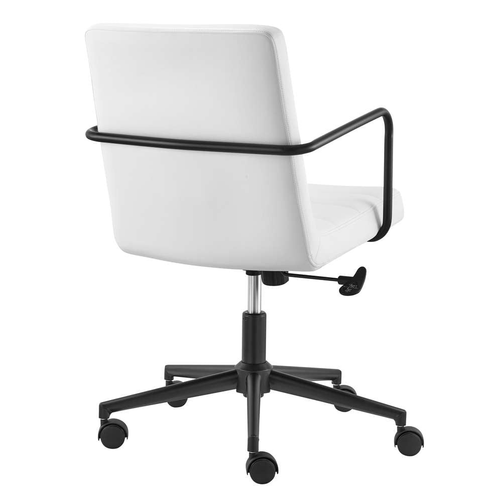Euro Style - Leander Low Back Office Chair in White with Matte Black Armrests/Base - 10682-WHT veiw 4